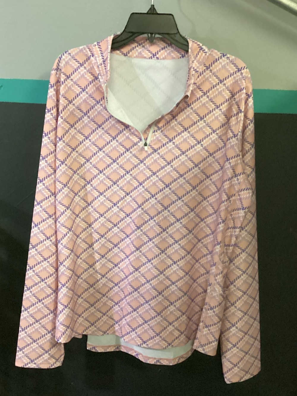 Women's Pink Plaid Long-Sleeve Pullover Top